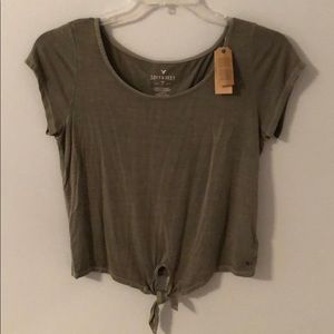 Army Green Front Tie Tee